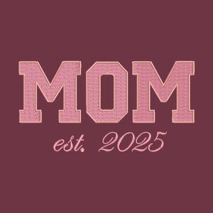 MOM Embroidered Adult Unisex Crewneck Sweatshirt New Mom 2025 Pink Thread